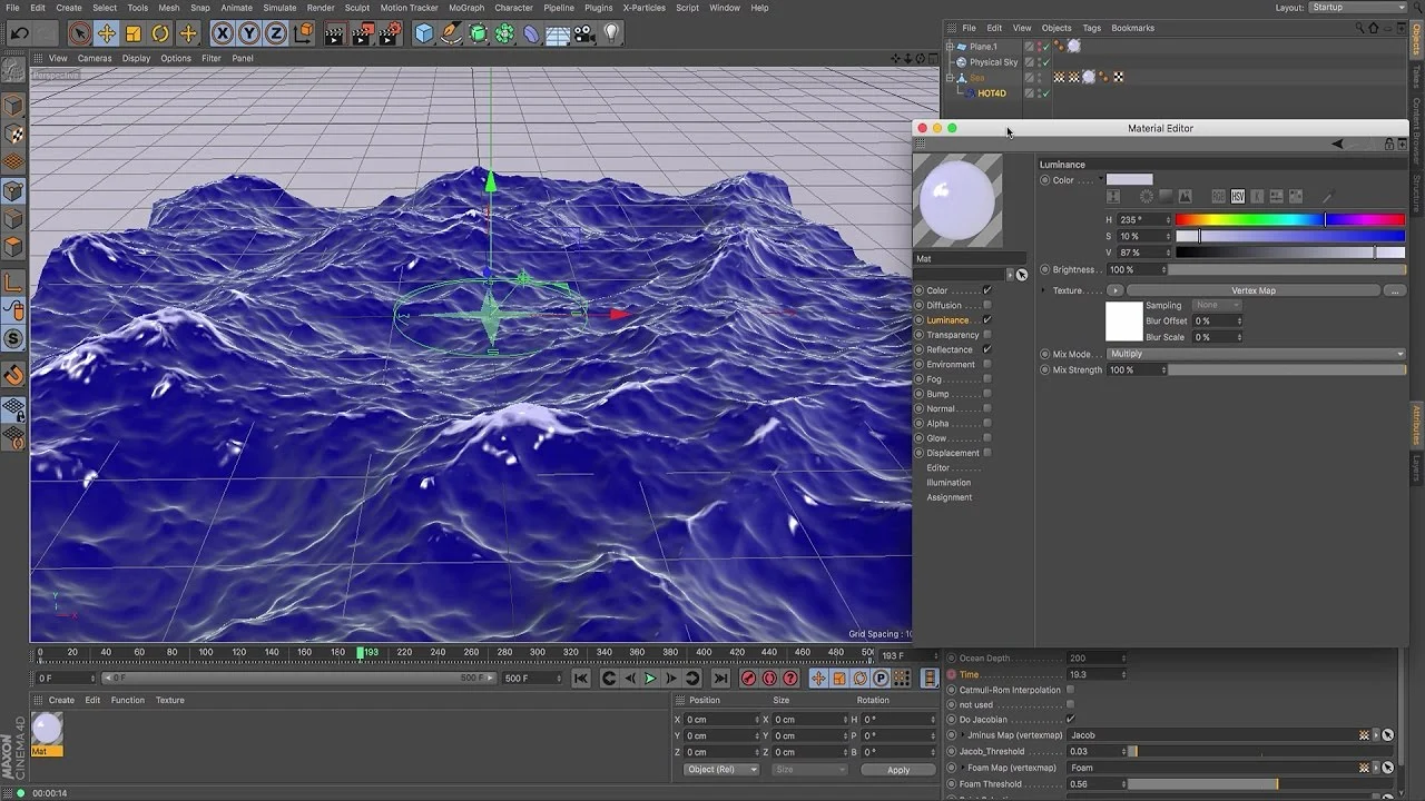 Cinema 4D Tutorial - How to Create Realistic Waves Using HOT4D